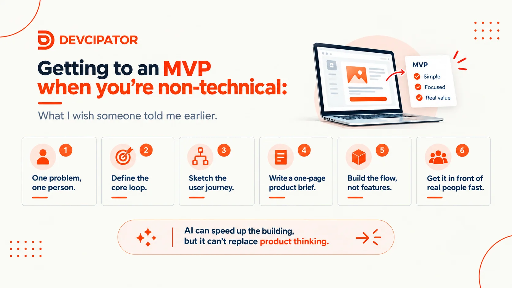 Getting to an MVP When You're Non-Technical: The Process I Wish I'd Known Earlier — Devcipator blog